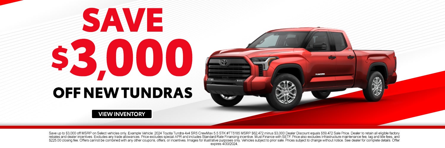 Save $3,000 Off New Tundras in Greenwood, SC
