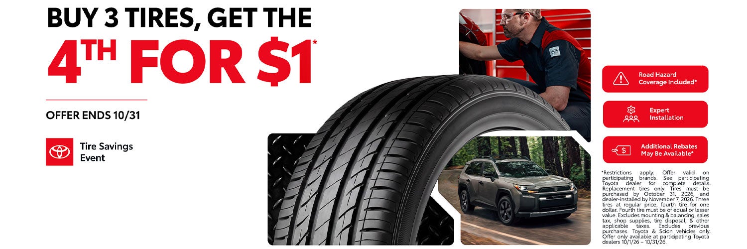 Buy 3 Tires, Get The 4th For $1