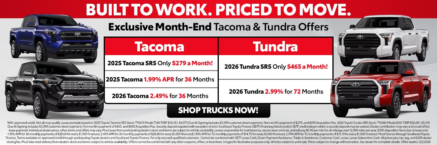 Month-End Tacoma and Tundra Offers at Ballentine Toyota